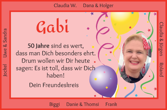 Glückwunschanzeige von Gabi Tröder von Regionale Rundschau/Syker Kurier