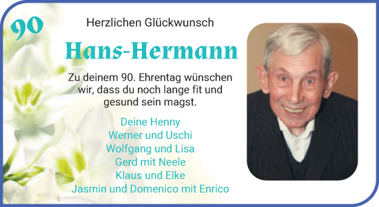 Glückwunschanzeige von Hans-Hermann Böschen von Wuemme Zeitung