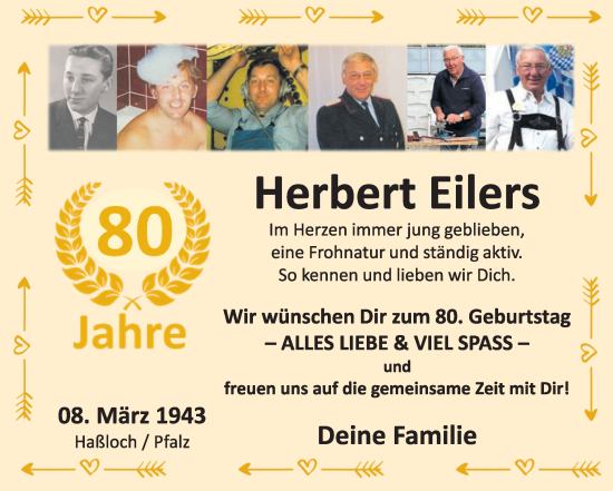 Glückwunschanzeige von Herbert Eilers von Die Norddeutsche
