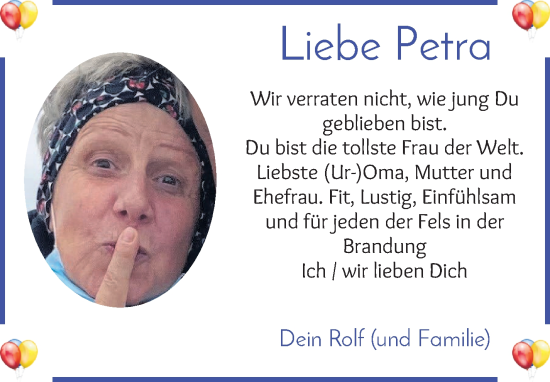 Glückwunschanzeige von Liebe Petra  von Wuemme Zeitung