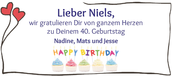 Glückwunschanzeige von Niels Ohlsen von WESER-KURIER