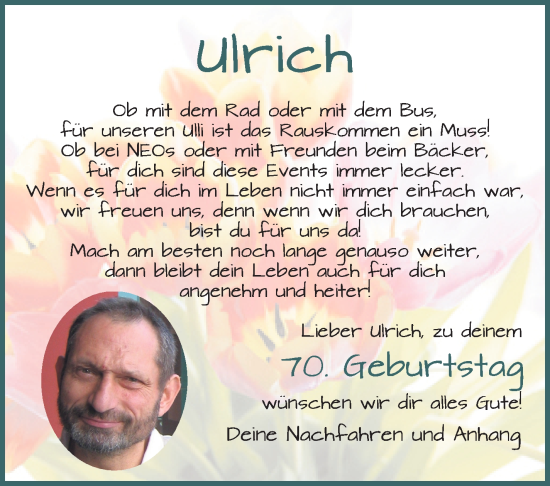 Glückwunschanzeige von Ulrich  von Wuemme Zeitung