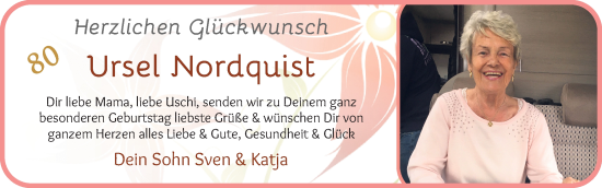 Glückwunschanzeige von Ursel Nordquist von WESER-KURIER