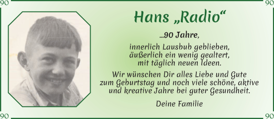 Glückwunschanzeige von Hans Meyerdierks von Wuemme Zeitung
