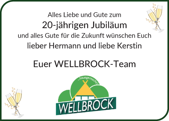Glückwunschanzeige von Hermann und Kerstin Wellbrock von Osterholzer Kreisblatt