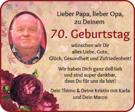 Glückwunschanzeige von Manfred Post von WESER-KURIER