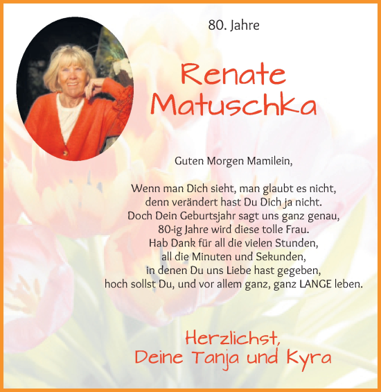 Glückwunschanzeige von Renate Matuschka von WESER-KURIER