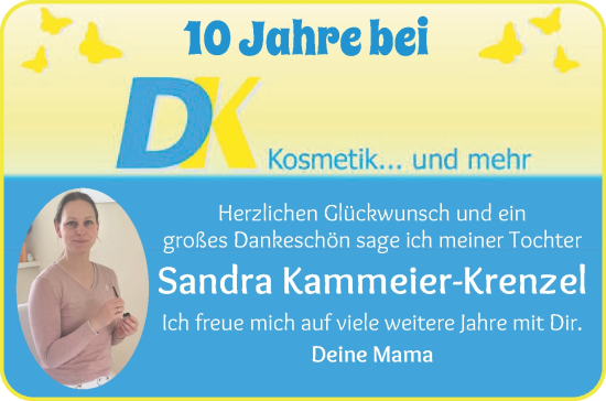 Glückwunschanzeige von Sandra Kammeier-Krenzel von Die Norddeutsche