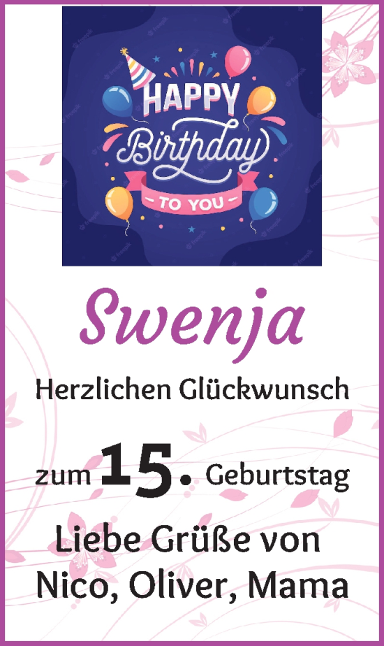 Glückwunschanzeige von Swenja  von WESER-KURIER