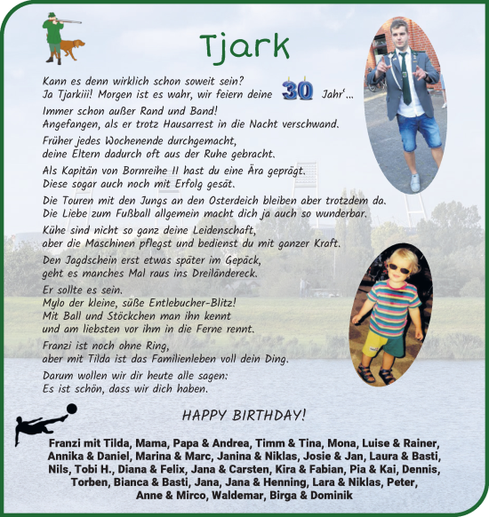 Glückwunschanzeige von Tjark Wischhusen von Osterholzer Kreisblatt