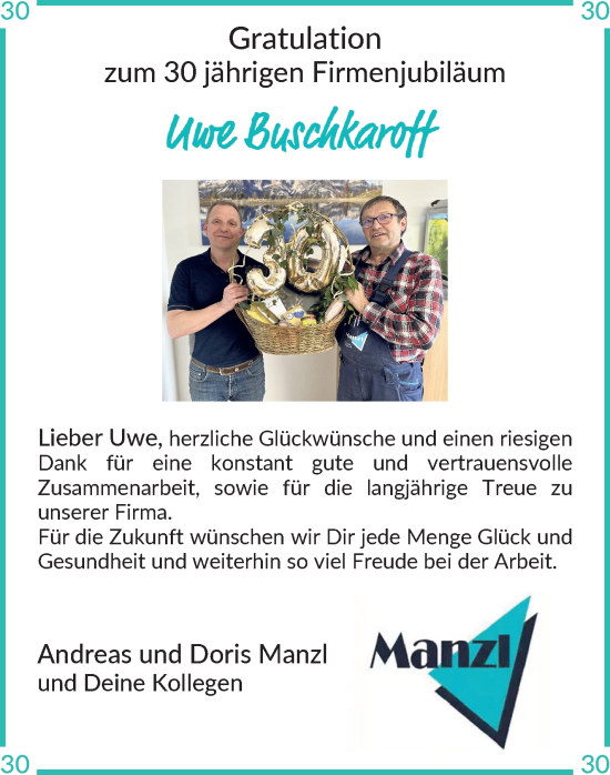 Glückwunschanzeige von Uwe Buschkaroff von Osterholzer Kreisblatt