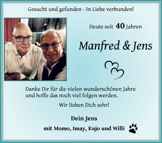 Glückwunschanzeige von Manfred und Jens von Die Norddeutsche