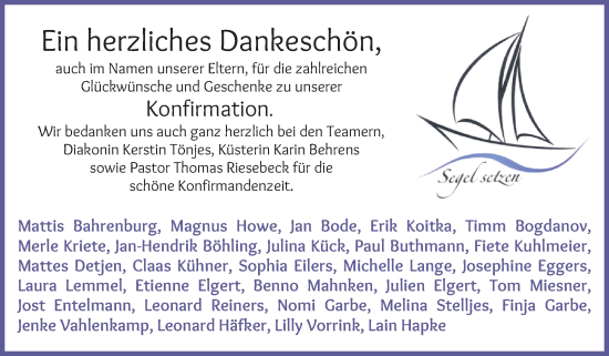 Glückwunschanzeige von Dankeschön  von Wuemme Zeitung