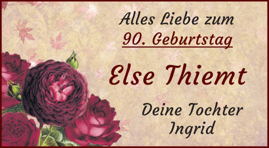 Glückwunschanzeige von Else Thiemt von WESER-KURIER
