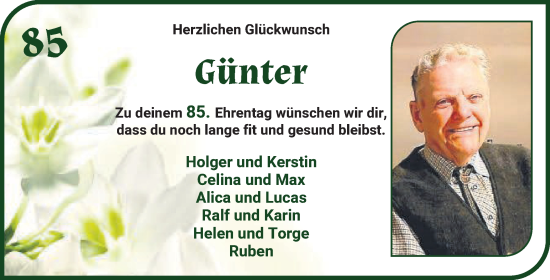 Glückwunschanzeige von Günter Gloede von Wuemme Zeitung