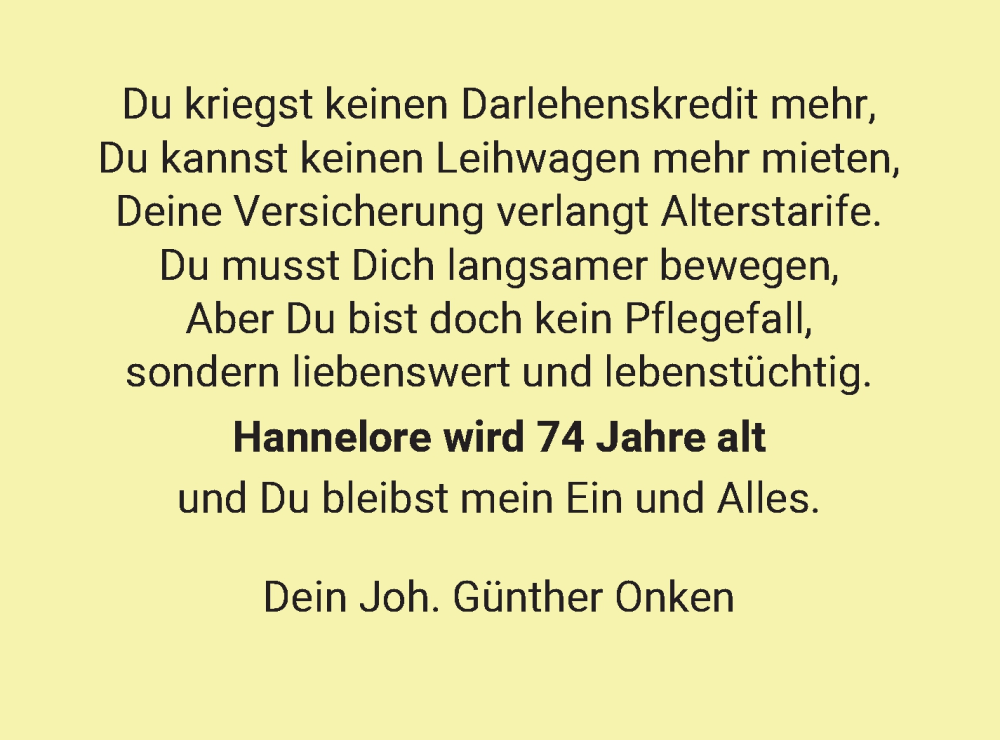 Anzeige für Hannelore  vom 20.05.2023 aus WESER-KURIER