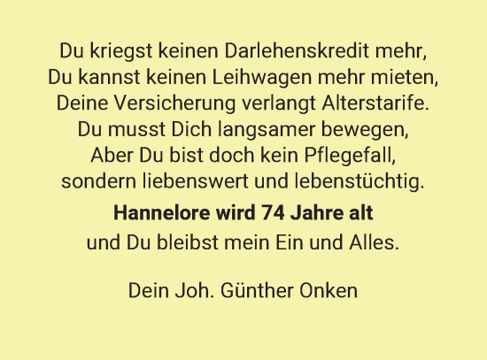 Glückwunschanzeige von Hannelore  von WESER-KURIER