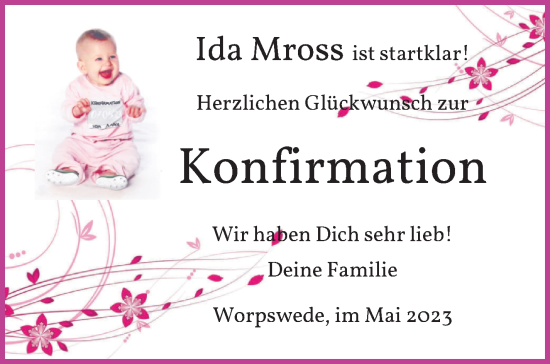 Glückwunschanzeige von Ida Mross von Wuemme Zeitung
