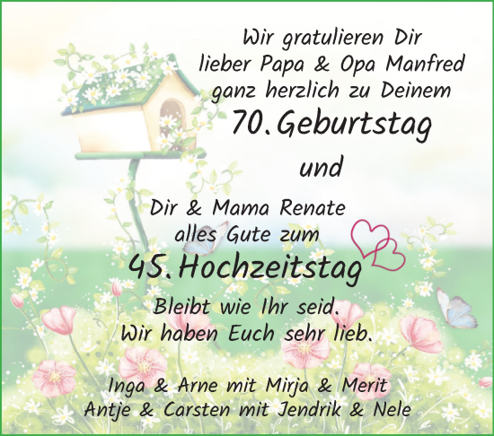 Glückwunschanzeige von Manfred B. von Osterholzer Kreisblatt