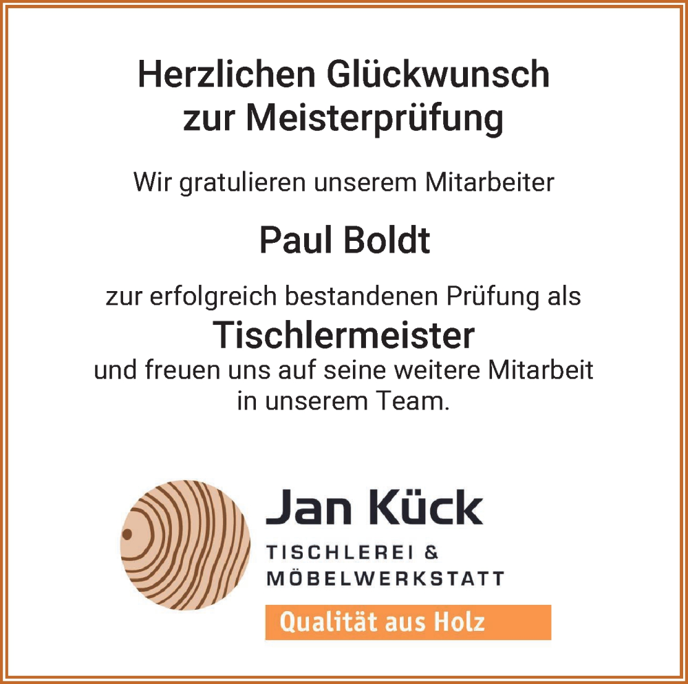 Anzeige für Paul Boldt vom 13.05.2023 aus Osterholzer Kreisblatt