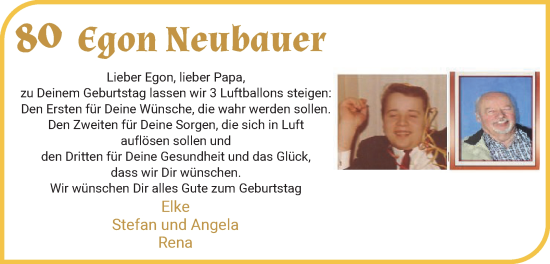 Glückwunschanzeige von Egon Neubauer von WESER-KURIER