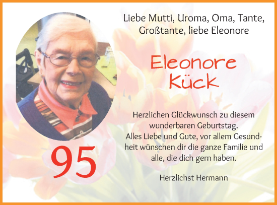 Glückwunschanzeige von Eleonore Kück von Die Norddeutsche