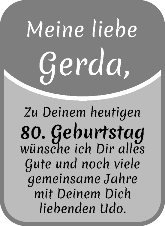 Glückwunschanzeige von Gerda Plate von Regionale Rundschau/Syker Kurier