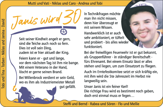 Glückwunschanzeige von Janis  von Osterholzer Kreisblatt