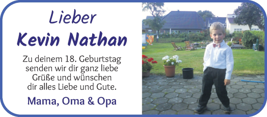 Glückwunschanzeige von Kevin Nathan  von Achimer Kurier/Verdener Nachrichten
