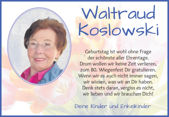 Glückwunschanzeige von Waltraud Koslowski von Osterholzer Kreisblatt