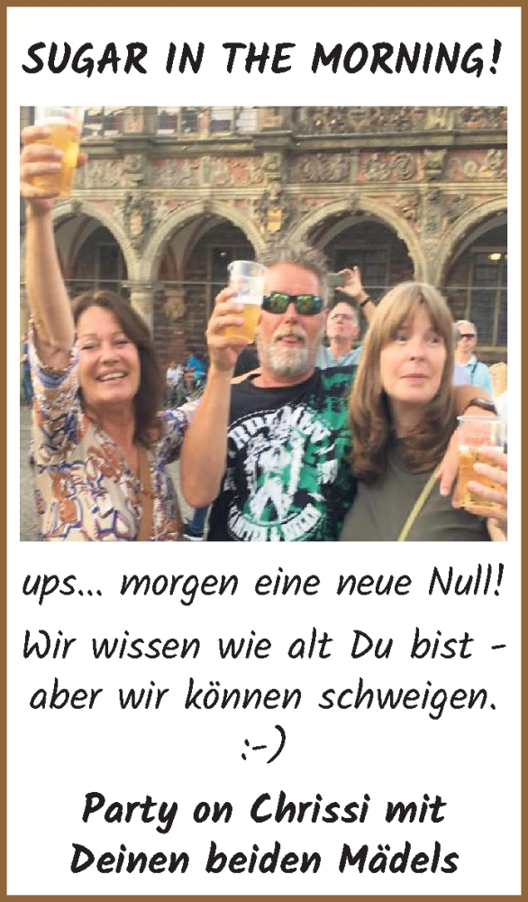 Anzeige für Chrissi  vom 22.07.2023 aus WESER-KURIER