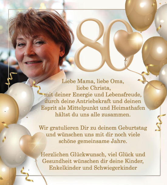 Glückwunschanzeige von Christa  von WESER-KURIER