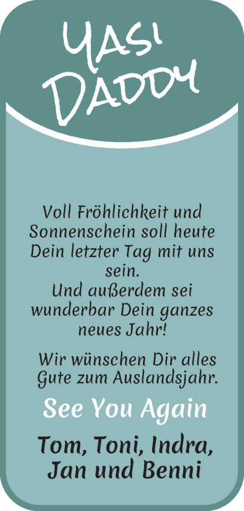 Glückwunschanzeige von Daddy  von WESER-KURIER