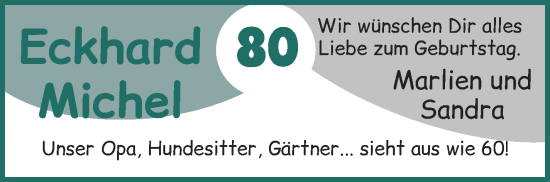 Glückwunschanzeige von Eckhard Michel von WESER-KURIER