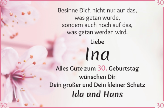Glückwunschanzeige von Ina Mangold von Wuemme Zeitung