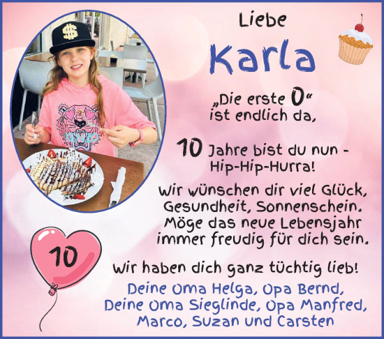Glückwunschanzeige von Karla  von WESER-KURIER