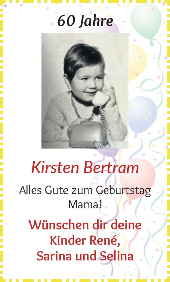 Glückwunschanzeige von Kirsten Bertram von WESER-KURIER