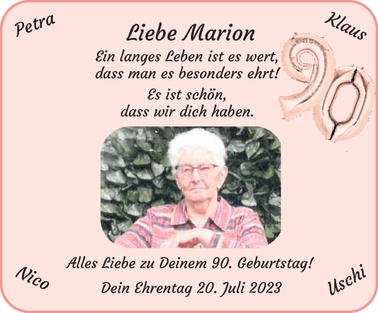 Glückwunschanzeige von Marion  von Osterholzer Kreisblatt