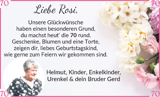 Glückwunschanzeige von Rosi Oßmer von Osterholzer Kreisblatt