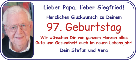 Glückwunschanzeige von Siegfried Schulze von WESER-KURIER