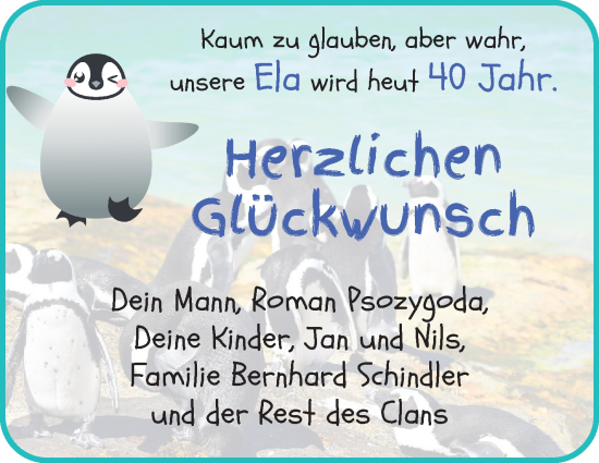 Glückwunschanzeige von Ela Psozygoda von Osterholzer Kreisblatt