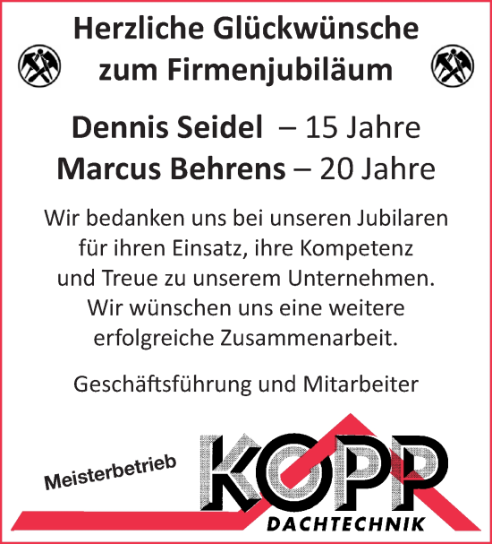 Glückwunschanzeige von Firmenjubiläum  von Osterholzer Kreisblatt
