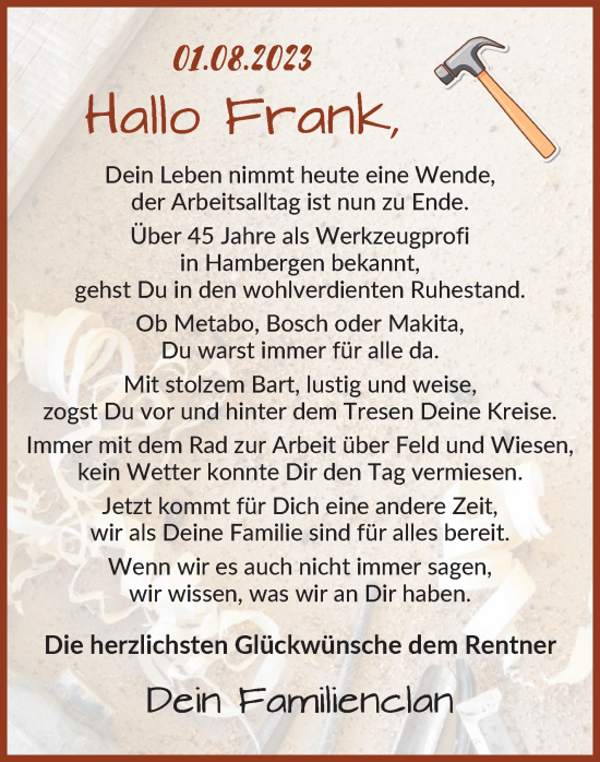 Glückwunschanzeige von Frank  von Osterholzer Kreisblatt