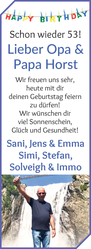 Glückwunschanzeige von Horst  von Osterholzer Kreisblatt