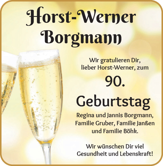 Glückwunschanzeige von Horst-Werner Borgmann von WESER-KURIER