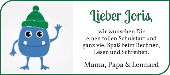 Glückwunschanzeige von Joris Vandreier von WESER-KURIER
