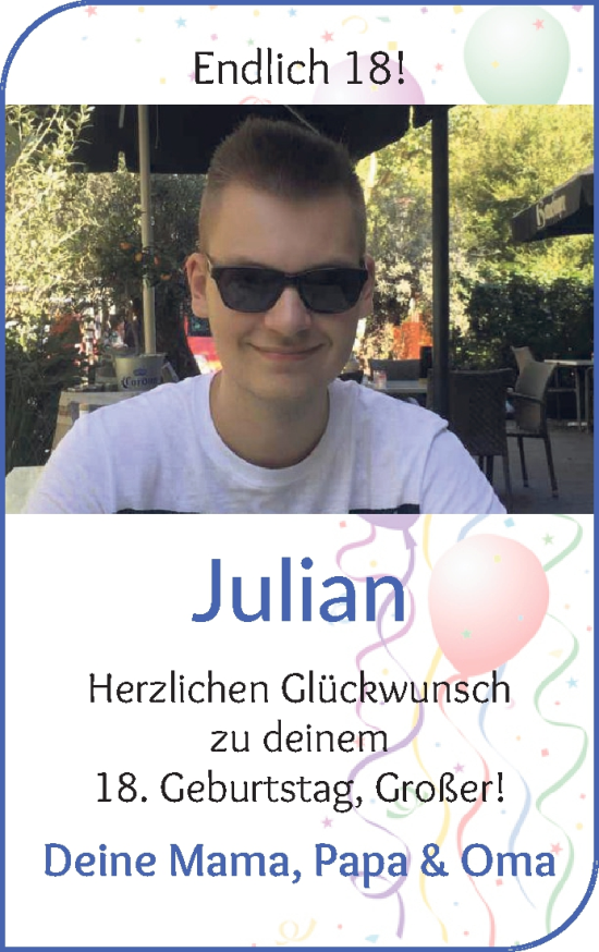 Glückwunschanzeige von Julian  von WESER-KURIER