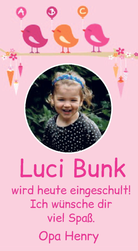 Glückwunschanzeige von Luci Bunk von WESER-KURIER