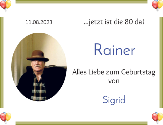 Glückwunschanzeige von Rainer Wedemeyer von Die Norddeutsche