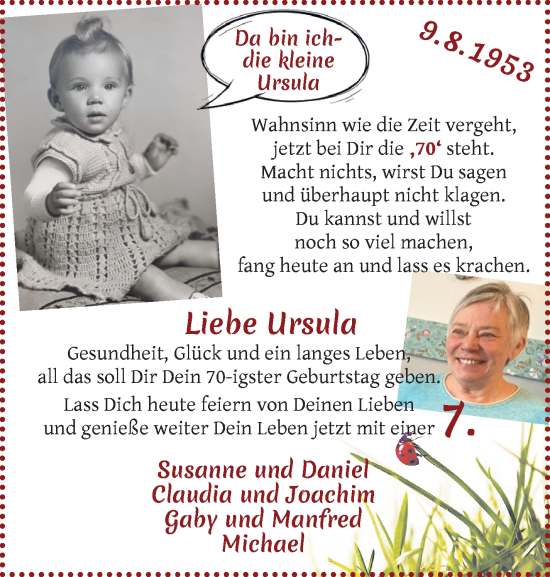 Glückwunschanzeige von Ursula  von Regionale Rundschau/Syker Kurier